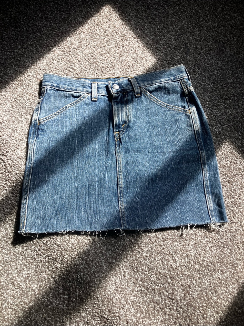 Levi's Blue Denim Mini Skirt with Raw Hem